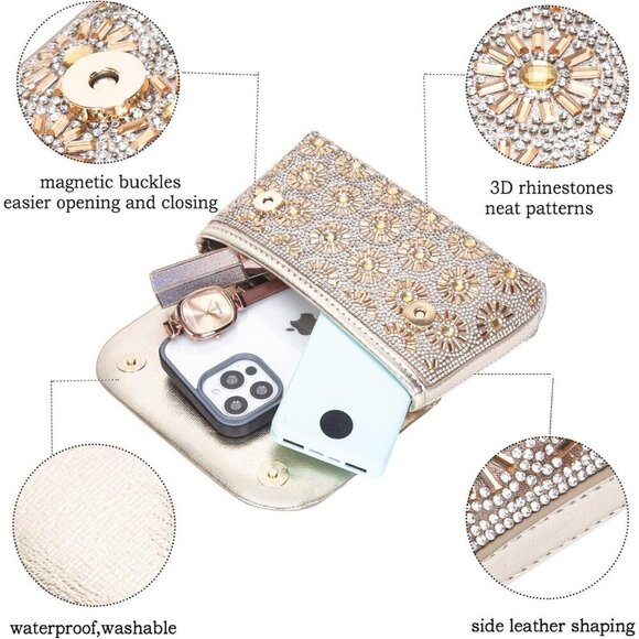 - Shoulder Bags Crossbody Bag Purses Handbags Crystals Rhinestone for Wome… - Picture 6 of 7